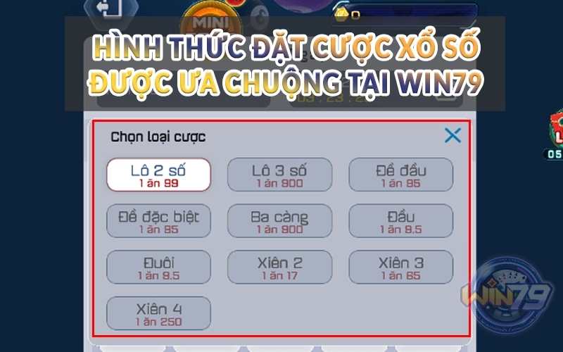 Hình thức đặt cược Xổ Số được ưa chuộng tại Win79