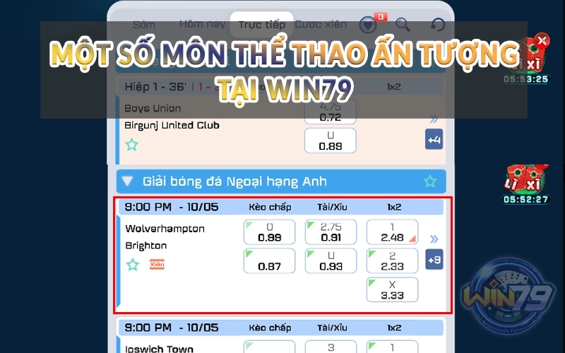 Một số môn Thể Thao ấn tượng tại Win79