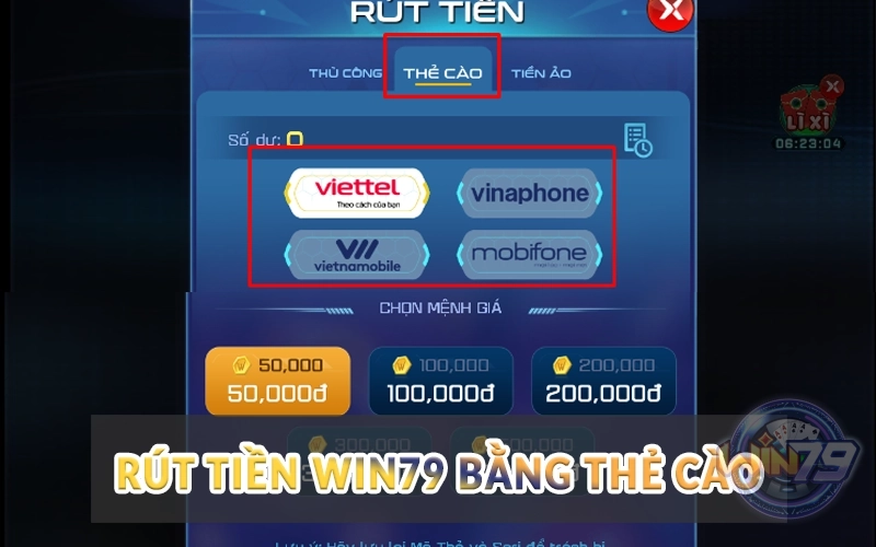 rút tiền Win79 bằng thẻ cào